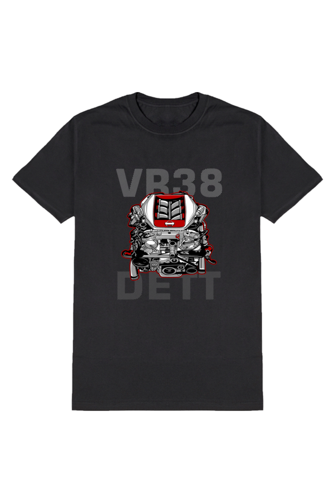 Car Series VR 38 DETT Engine Black T-Shirt