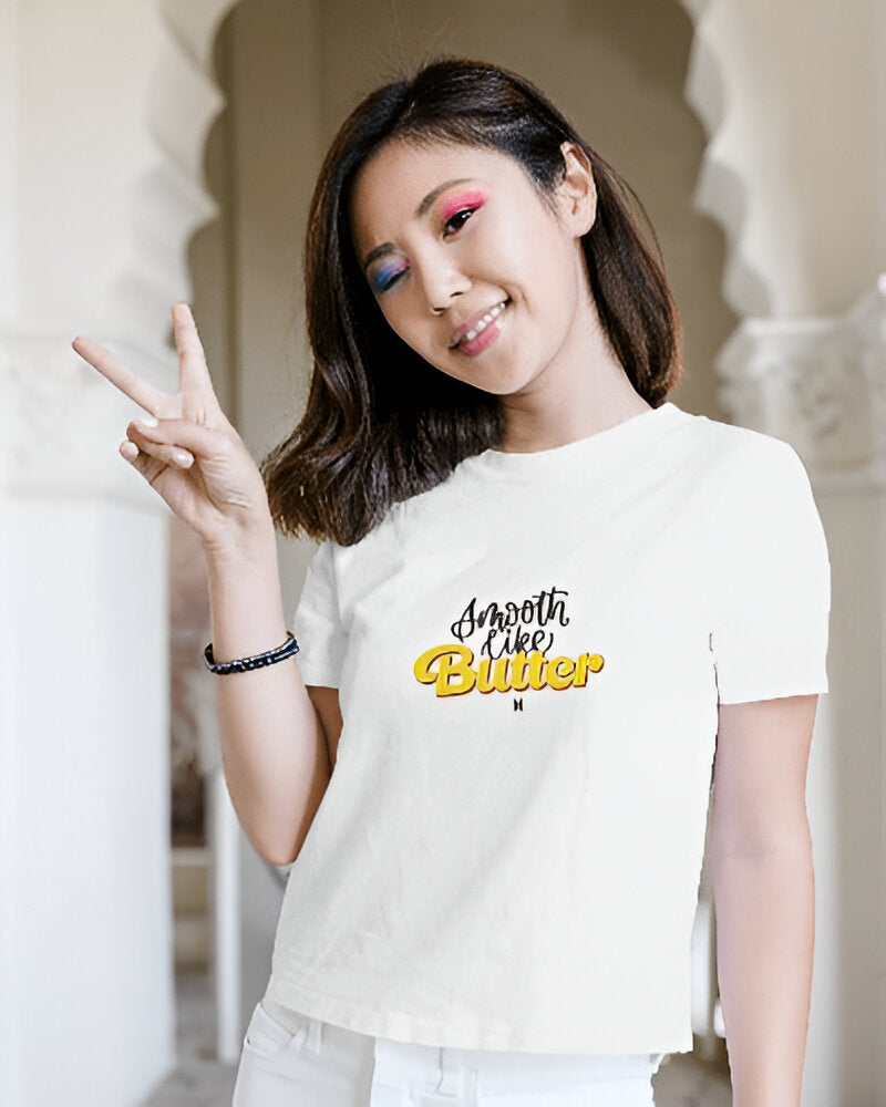 BTS Smooth Like Butter Women's Oversized T-Shirt - Half Sleeve