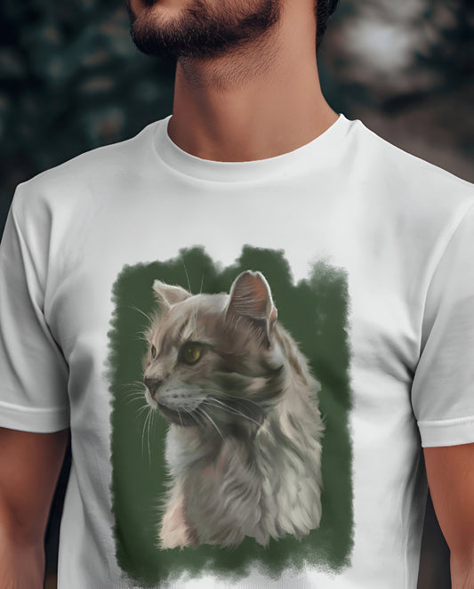 Pet Series Cat White T-Shirt